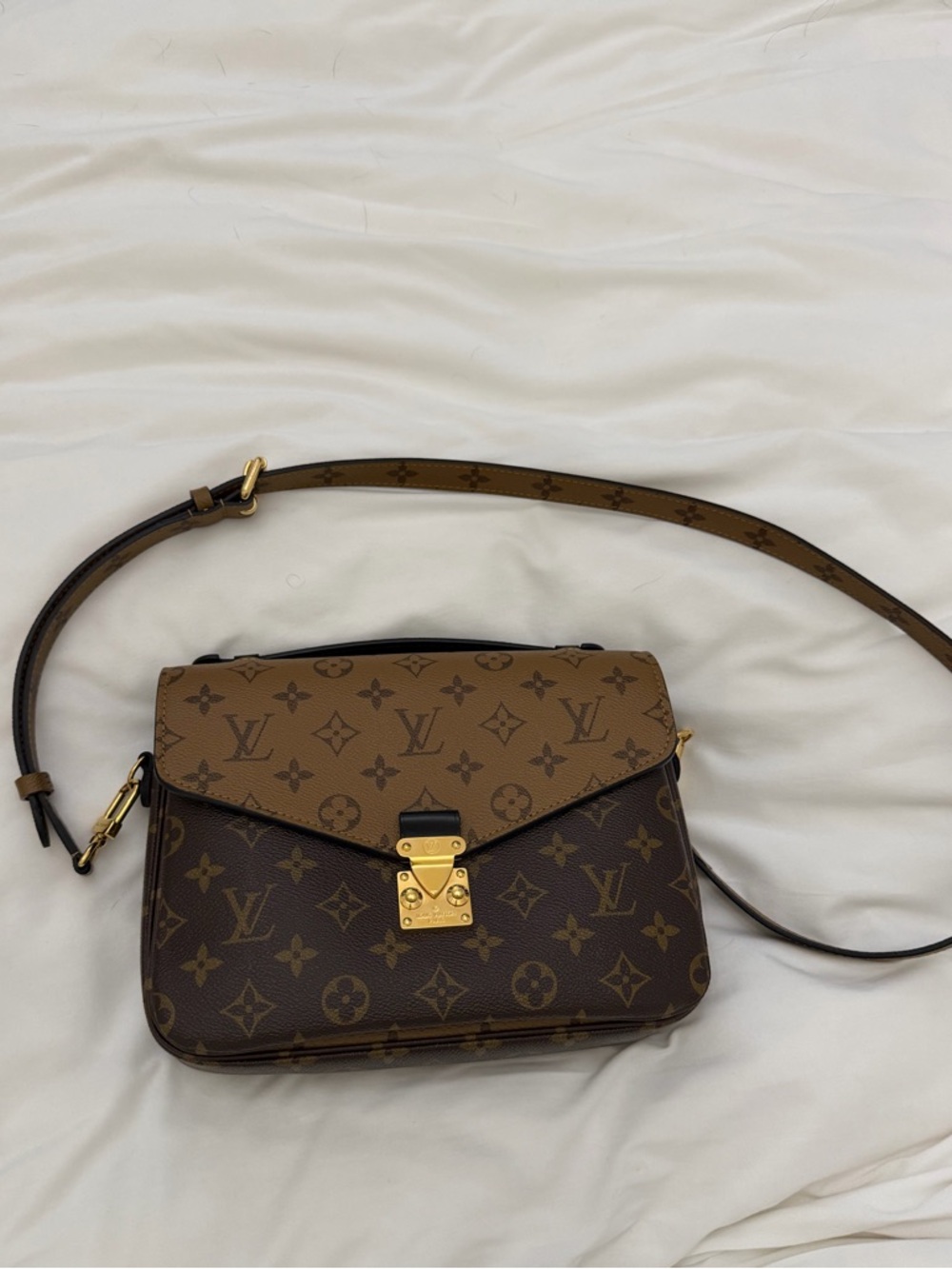 Louis Vuitton Brown/Tan Monogram Crossbody Bag with Gold Hardware